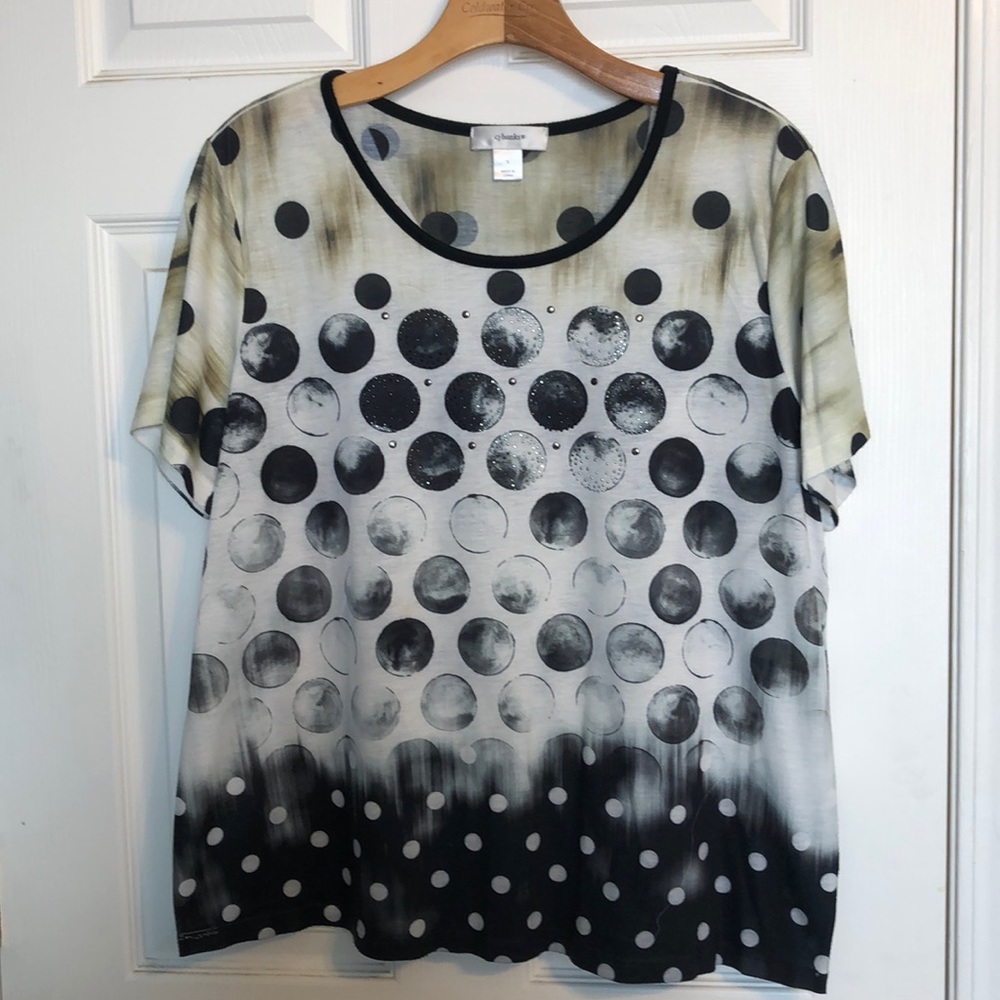 Size X CJ Banks green/white/black blouse